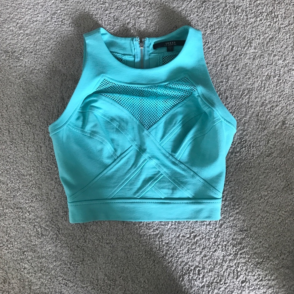 Blue zippered crop top